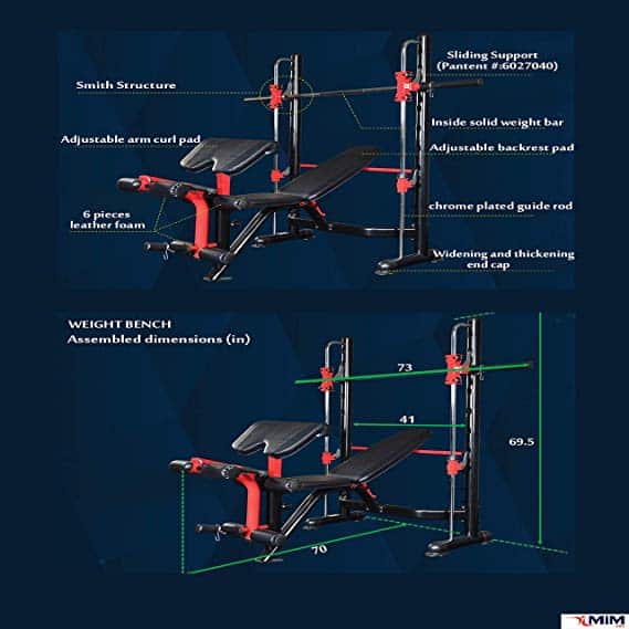 MiM USA Olympic Weight Bench & Squat Rack