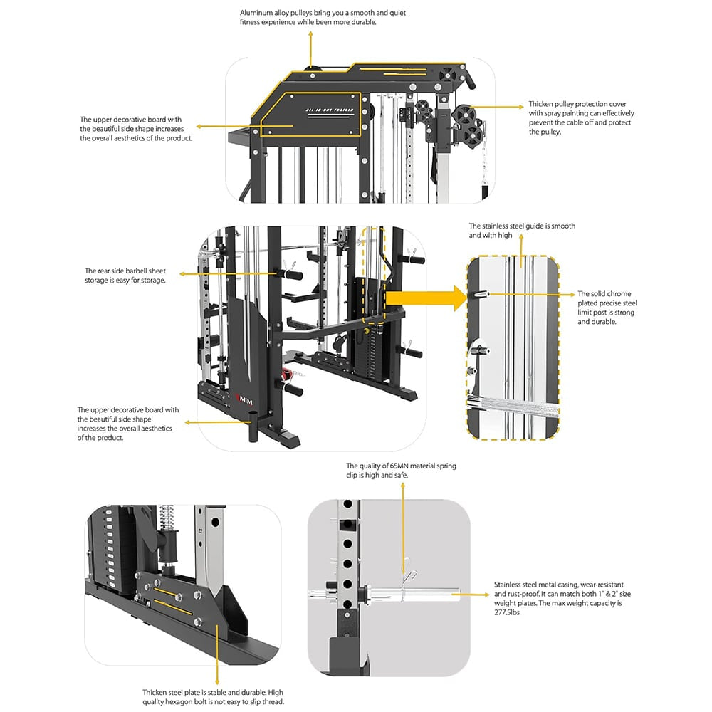 MiM USA Hercules EX, All in One Gym Trainer w/ 400 Lb Weight Stack, Full Attachment, Lifetime Warranty